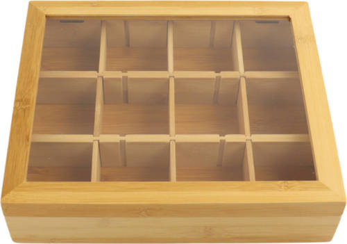 Orange85 Theedoos - Theekist - 12 Vaks - Hout - 23x28x7cm - Bamboe