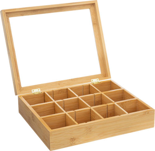 Orange85 Theedoos - Theekist - 12 Vaks - Hout - 23x28x7cm - Bamboe