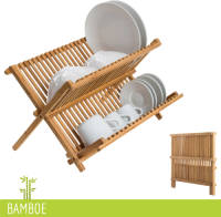NiceGoodz Afdruiprek - Afdruiprek Opvouwbaar - Keukenrek - Bamboe - 43x26x32 Cm