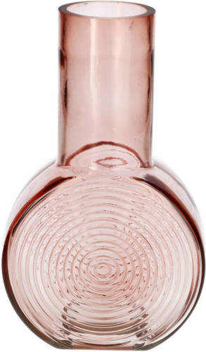 Bellatio Design Bloemenvaas - Oud Roze - Transparant Glas - D6 X H23 Cm - Vazen