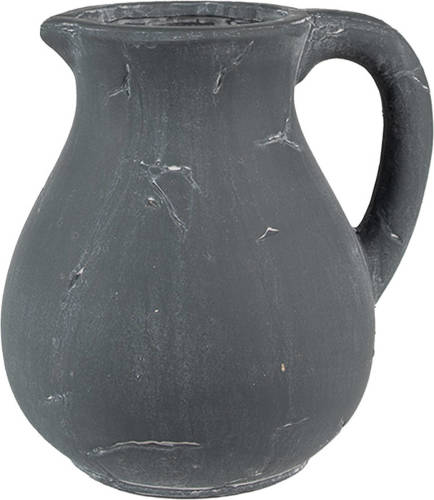 Clayre & Eef Decoratie Kan 22x18x23 Cm Grijs Steen Woonaccessoires Huisdecoratie Tuinaccessoires Grijs Woonaccessoires