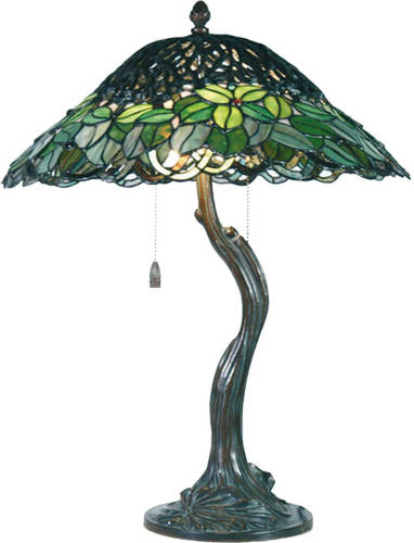 HAES deco - Tiffany Tafellamp Groen Ø 47x58 Cm Fitting E27 / Lamp Max 2x60w