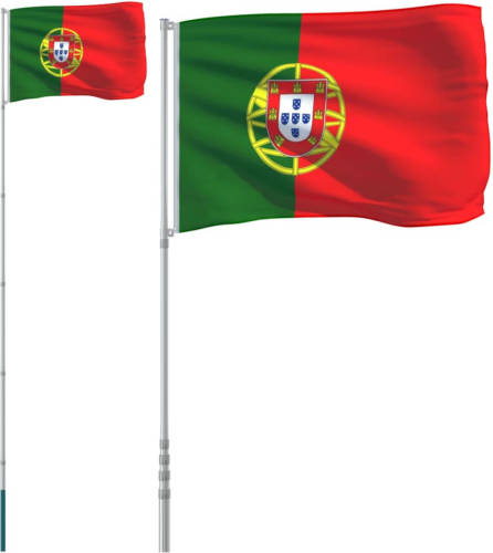 VidaXL Vlag Met Vlaggenmast Portugal 5,55 M Aluminium