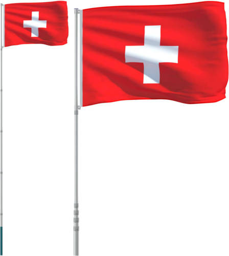 VidaXL Vlag Met Vlaggenmast Zwitserland 5,55 M Aluminium