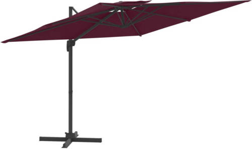 VidaXL Zweefparasol Met Dubbel Dak 300x300 Cm Bordeauxrood