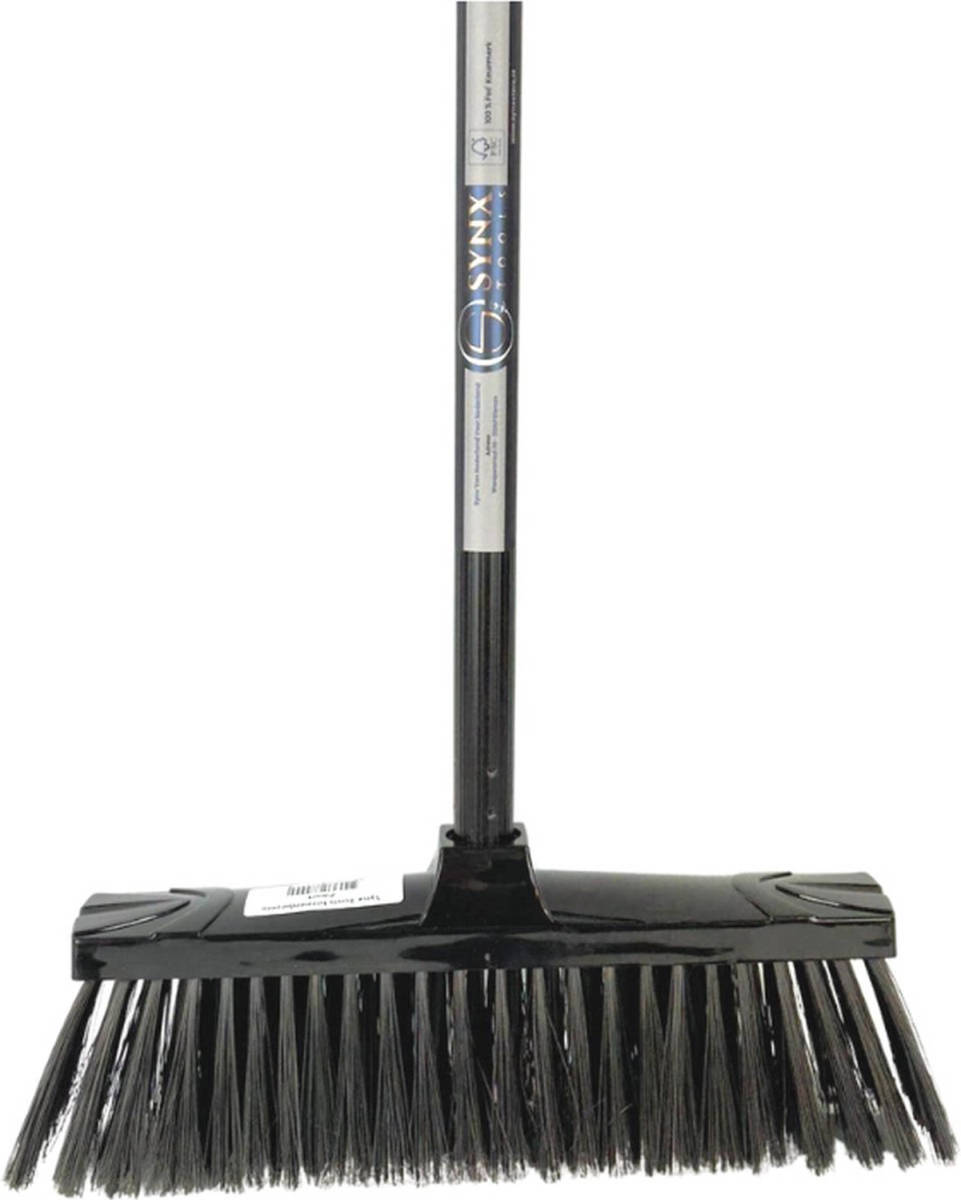 Synx Tools Binnenbezem Zwart - Zachte Bezems - Kamerveger - Veger / Zachte Besem - Incl. Steel 130cm - Binnen Bezem