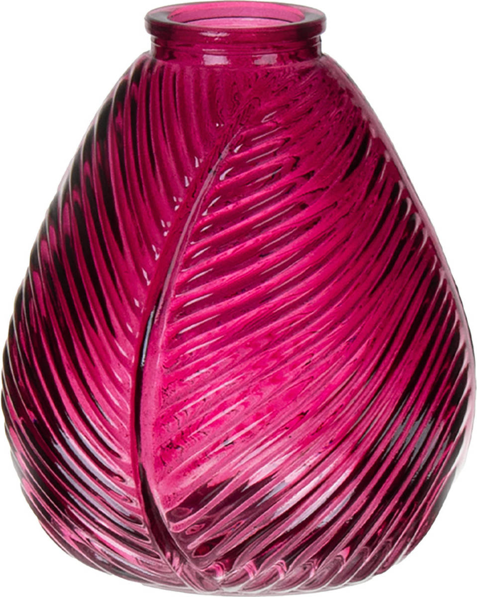 Bellatio Design Bloemenvaas - Paars - Transparant Glas - D14 X H16 Cm - Vazen