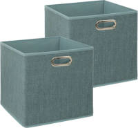 5five Set Van 2x Opbergmand 29 Liter Ijsblauw Linnen 31 X 31 X 31 Cm - Opbergmanden