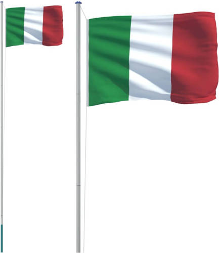 VidaXL Vlag Met Vlaggenmast Italië 6,23 M Aluminium