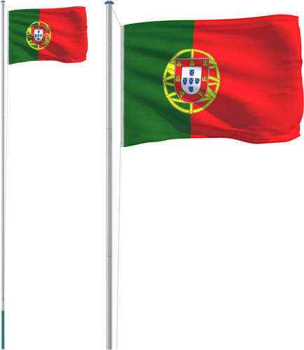 VidaXL Vlag Met Vlaggenmast Portugal 6,23 M Aluminium