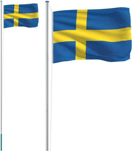 VidaXL Vlag Met Vlaggenmast Zweden 6,23 M Aluminium