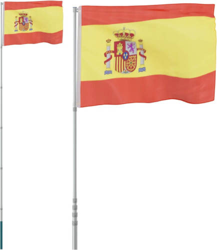 VidaXL Vlag Met Vlaggenmast Spanje 5,55 M Aluminium