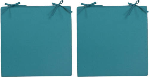 Anna's Collection 2x Stoelkussens Voor Binnen En Buiten In De Kleur Petrol Blauw 40 X 40 Cm Tuinkussens Voor Buitensto - Sierkussens