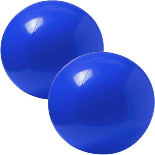 Trendoz 2x Stuks Opblaasbare Strandballen Extra Groot Plastic Blauw 40 Cm - Strandballen