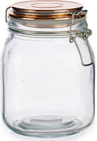 Vivalto Glazen Luxe Keuken Voorraadpot/voorraadbus Met Klepdeksel Koper 1000 Ml - Voorraadpot