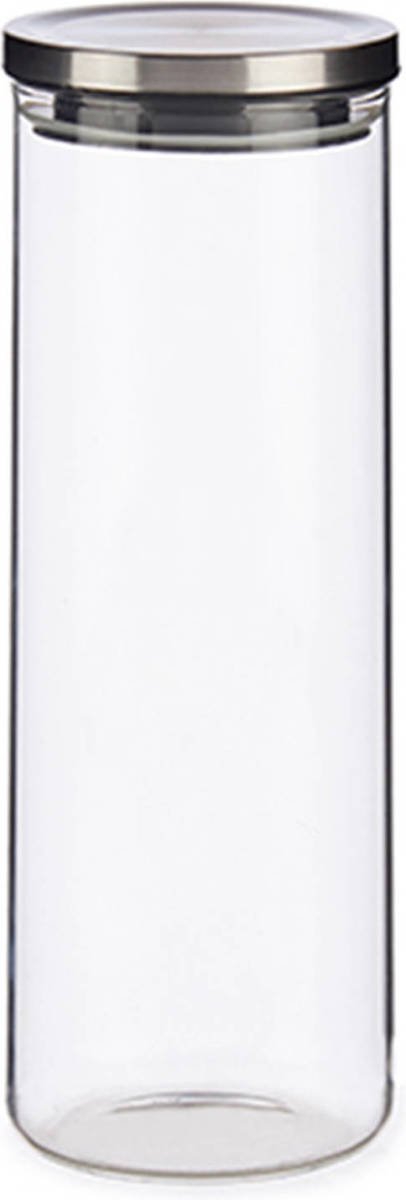 Vivalto Glazen Luxe Keuken Voorraadpot/voorraadbus Met Deksel Zilver 1700 Ml - Voorraadpot