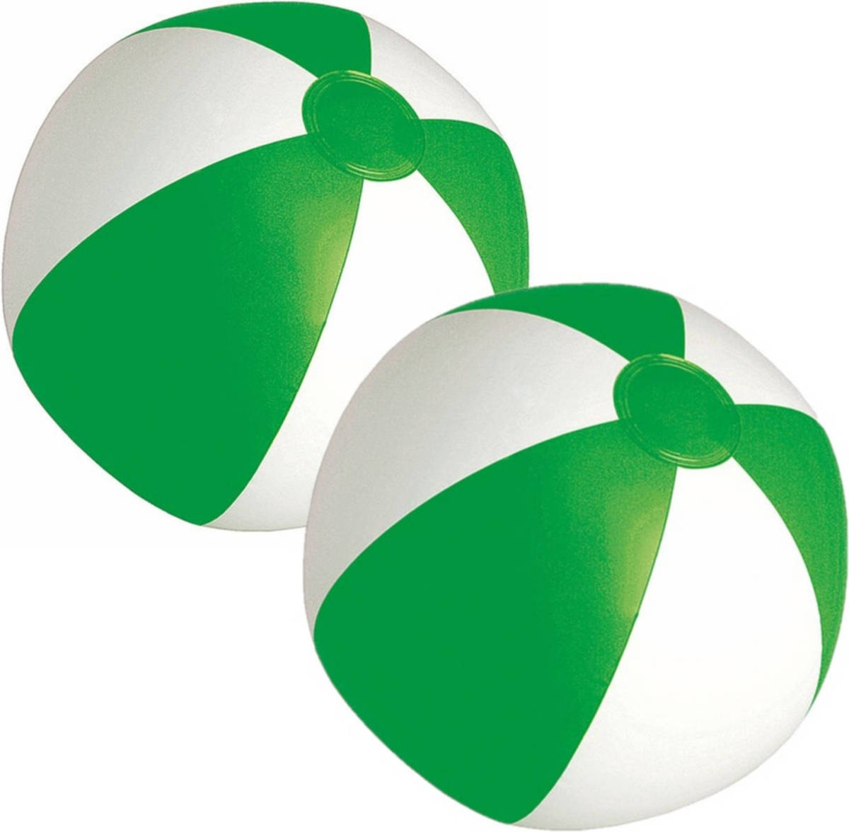 Trendoz 2x Stuks Opblaasbare Zwembad Strandballen Plastic Groen/wit 28 Cm - Strandballen