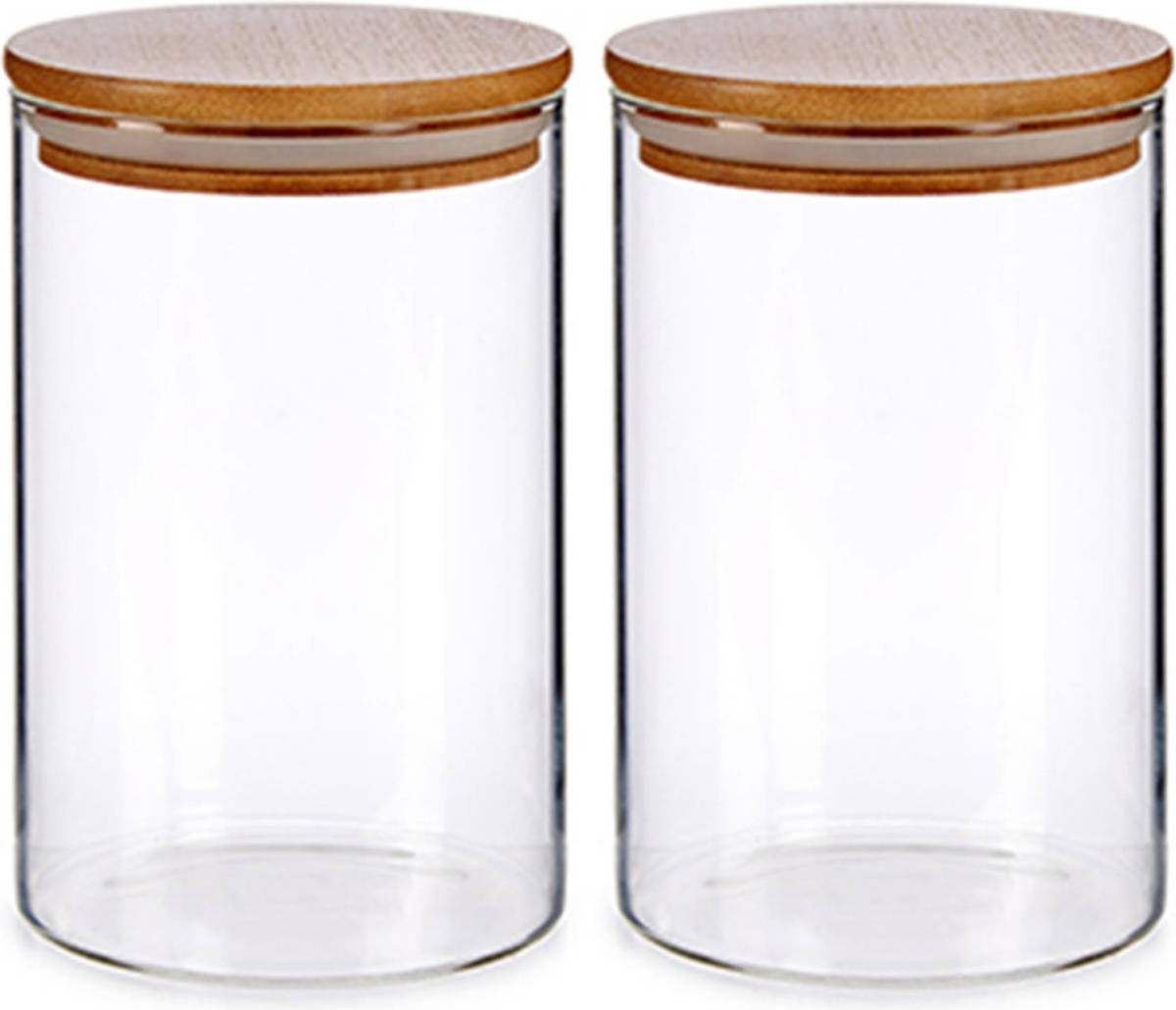 Vivalto Set Van 2x Stuks Glazen Luxe Keuken Voorraadpotten/voorraadbussen 1085 Ml - Voorraadpot