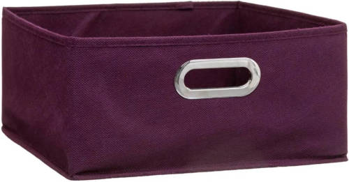 5five Opbergmand/kastmand 14 Liter Aubergine Paars Linnen 31 X 31 X 15 Cm - Opbergmanden