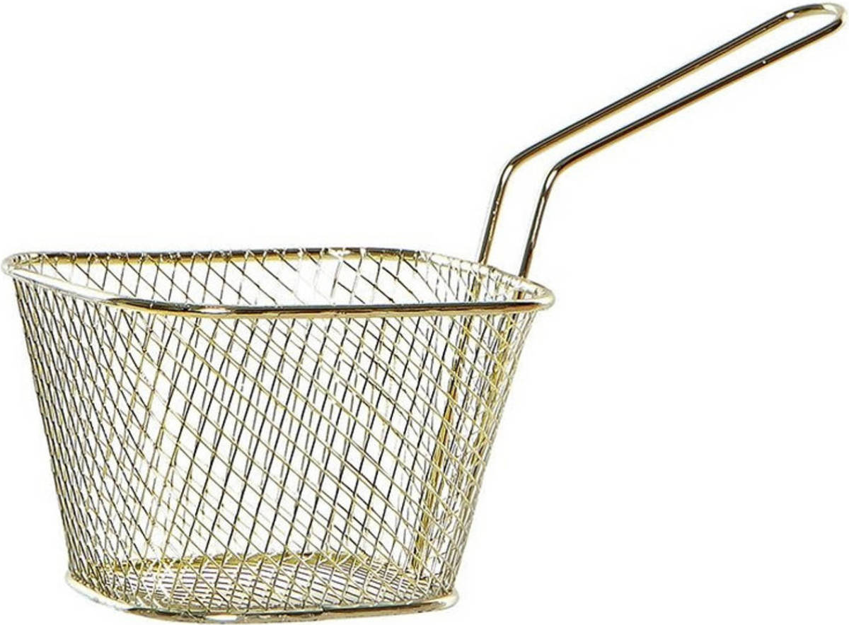 Items 1x Stuks Patat/snack Serveermandjes/frietmandjes Goud 18 Cm - Serveerschalen