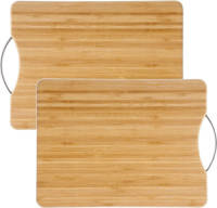 Secret de Gourmet 2x Stuks Snijplank Met Metalen Handvat 30 X 20 Cm Van Bamboe Hout - Snijplanken