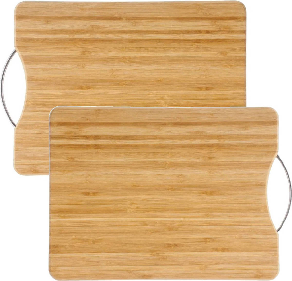 Secret de Gourmet 2x Stuks Snijplank Met Metalen Handvat 30 X 20 Cm Van Bamboe Hout - Snijplanken