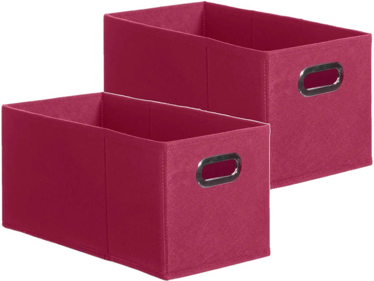 5five Set Van 2x Stuks Opbergmand/kastmand 7 Liter Framboos Roze Linnen 31 X 15 X 15 Cm - Opbergmanden