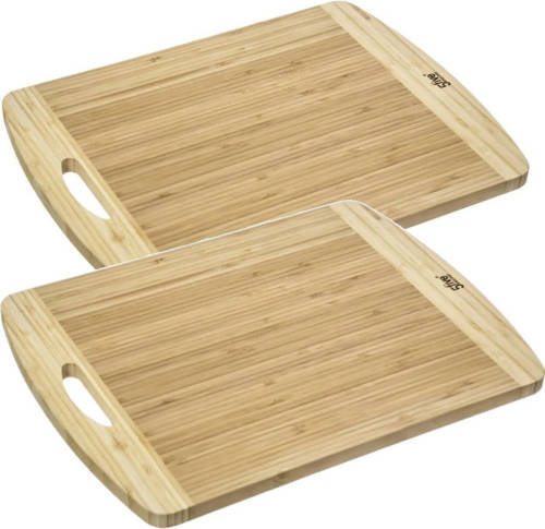 Secret de Gourmet 2x Stuks Snijplank Met Handvat 40 X 30 Cm Van Bamboe Hout - Snijplanken