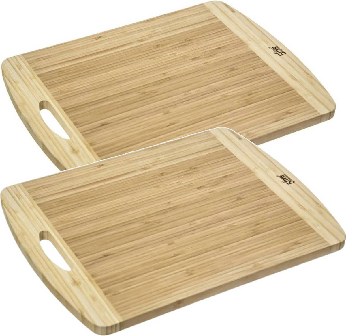 Secret de Gourmet 2x Stuks Snijplank Met Handvat 40 X 30 Cm Van Bamboe Hout - Snijplanken