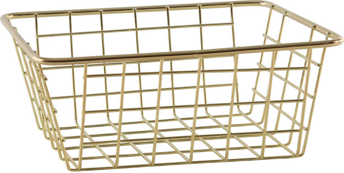 Trendoz Industriele Draadmand/opbergmand Goud 20 X 15 X 8 Cm - Opbergmanden