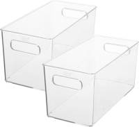 5five Set Van 2x Stuks Creme Potjes/flesjes/make-up Houder/box Rechthoek 31 X 15 Cm Van Kunststof - Opbergbox