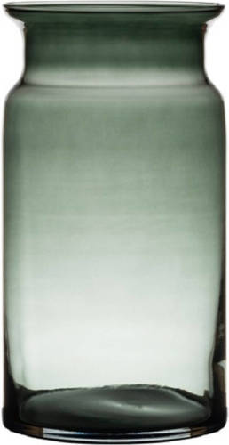 Hakbijl Glass Grijze/transparante Melkbus Vaas/vazen Van Glas 29 Cm - Vazen