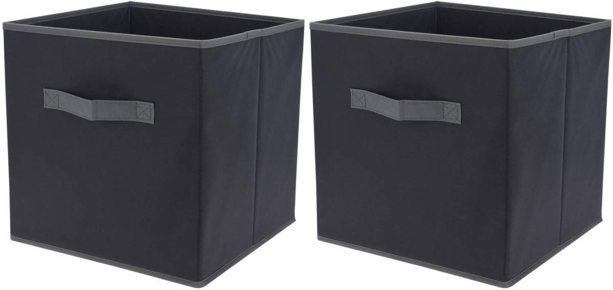 Bathroom Solutions Set Van 2x Stuks Kast Opberg/opruim Manden Antraciet Grijs 30 X 30 X 30 Cm - Opbergmanden