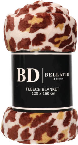 Bellatio Design Fleece Plaid/deken Panter Dieren Print 120 X 160 Cm - Plaids