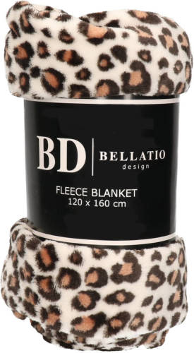 Bellatio Design Fleece Plaid/deken Luipaard Dieren Print 120 X 160 Cm - Plaids