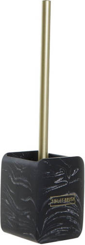 Items Toiletborstel Zwart Met Marmer Look Houder Van Polyresin 37 Cm - Toiletborstels