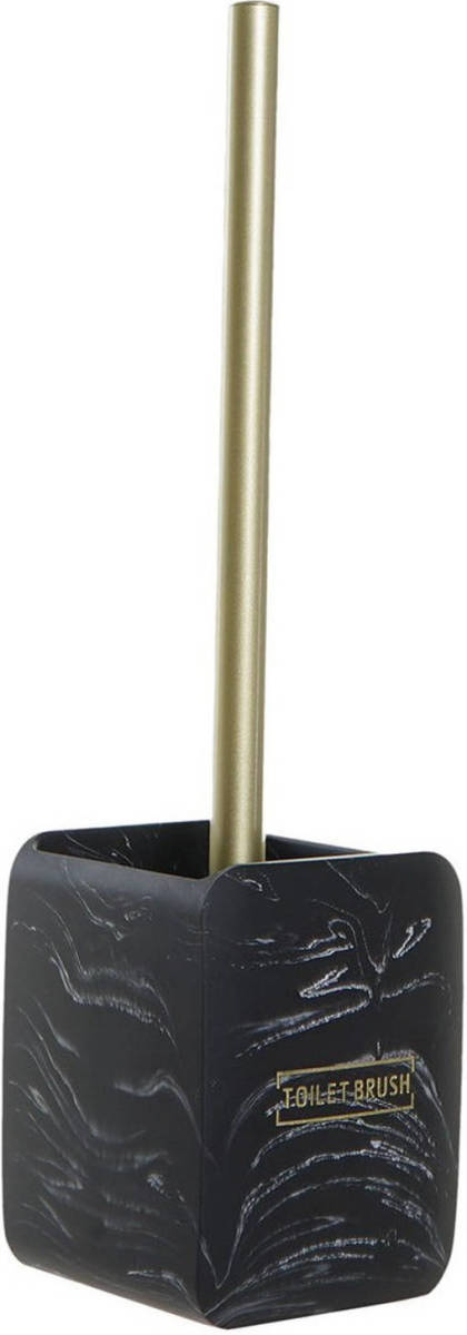 Items Toiletborstel Zwart Met Marmer Look Houder Van Polyresin 37 Cm - Toiletborstels