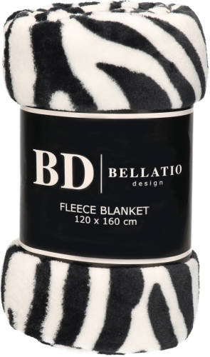 Bellatio Design Fleece Plaid/deken Zebra Dieren Print 120 X 160 Cm - Plaids