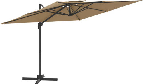 VidaXL Zweefparasol Met Dubbele Bovenkant 400x300 Cm Taupe