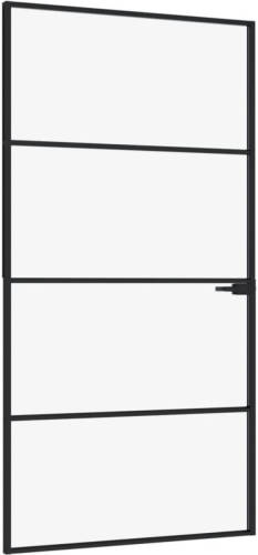 VidaXL Binnendeur 102x201,5 Cm Gehard Glas En Aluminium Smal Zwart