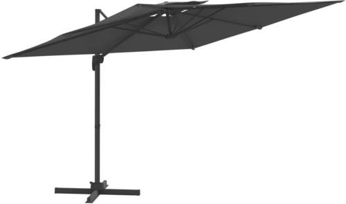 VidaXL Zweefparasol Met Dubbel Dak 400x300 Cm Antracietkleurig