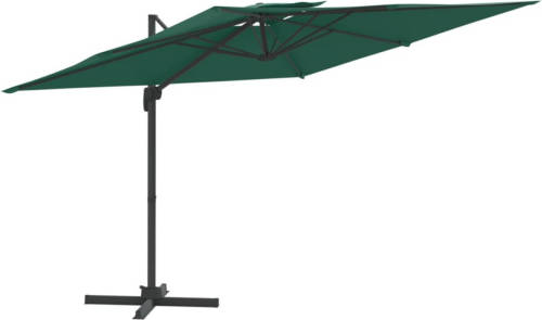 VidaXL Zweefparasol Met Dubbel Dak 300x300 Cm Groen