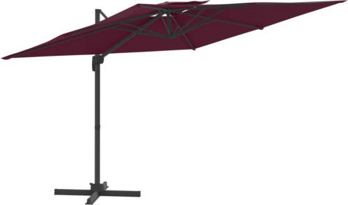 VidaXL Zweefparasol Met Dubbel Dak 400x300 Cm Bordeauxrood