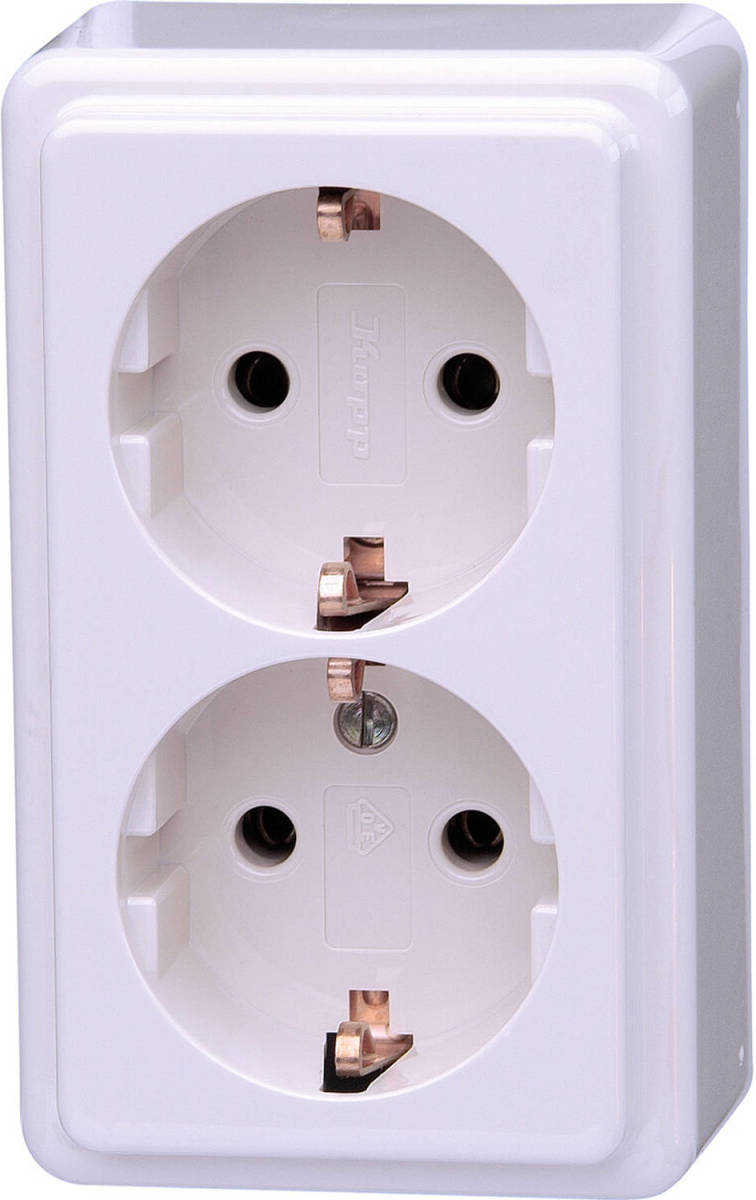 Kopp - Wandcontactdoos - Standard - Opbouw - Dubbel Stopcontact - Randaarde - Arctic Glans Wit