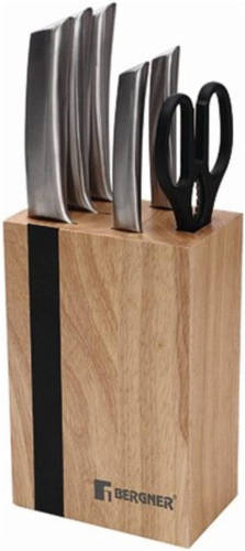 Keukenmessenset Met Standaard Bergner Keops Hout Roestvrij Staal (6 Pcs)