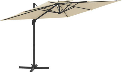 VidaXL Zweefparasol Met Dubbel Dak 400x300 Cm Zandwit