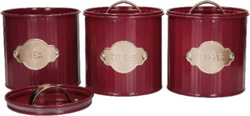 KitchenCraft - Voorraadbussen, Set Van 3 Stuks, 1 L, Bordeaux - KitchenCraft