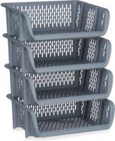 Kinvara Pakket Van 4x Opberg Kratten/rekken/organizers Grijs 39 X 30 X 13 Cm - Opbergmanden