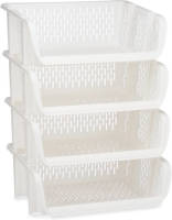 Kinvara Pakket Van 4x Opberg Kratten/rekken/organizers Wit 39 X 30 X 13 Cm - Opbergmanden