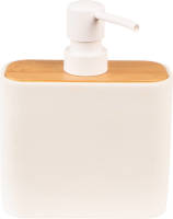 Clayre & Eef Zeepdispenser 13x6x16 Cm Wit Bruin Keramiek Zeeppompje Zeep Dispenser Wit Zeeppompje Zeep Dispenser
